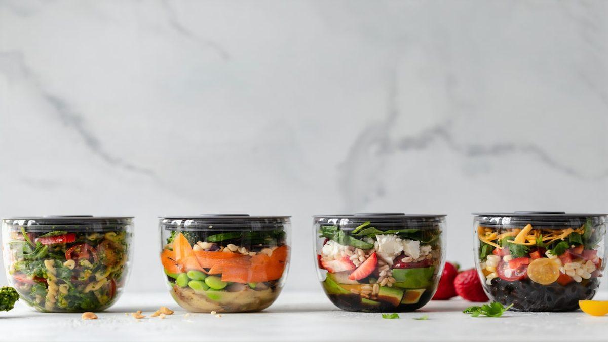 plant-forward meal prep kit — glass containers filled with colorful whole foods