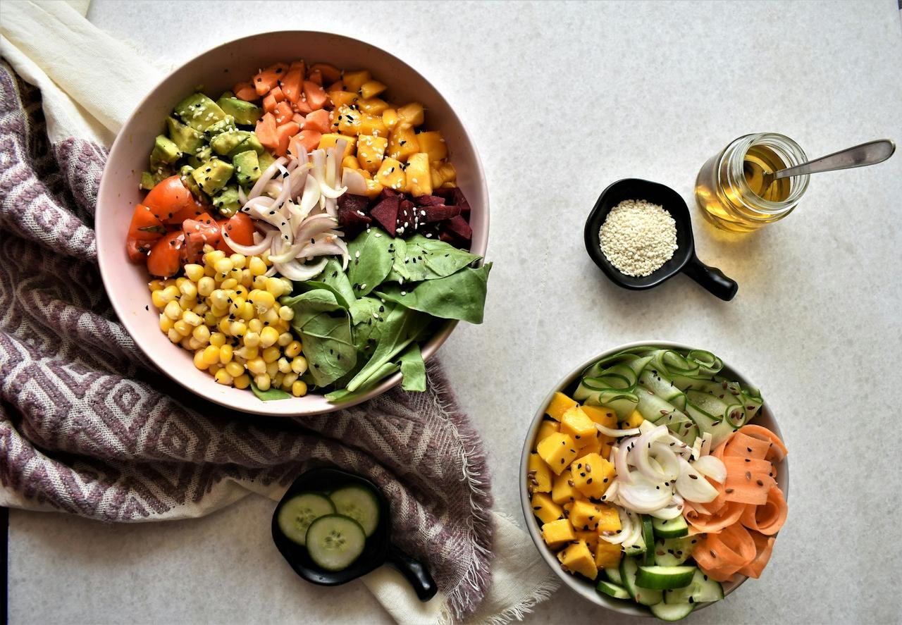 plant-forward eating for energy — colorful whole food bowl with fresh vegetables